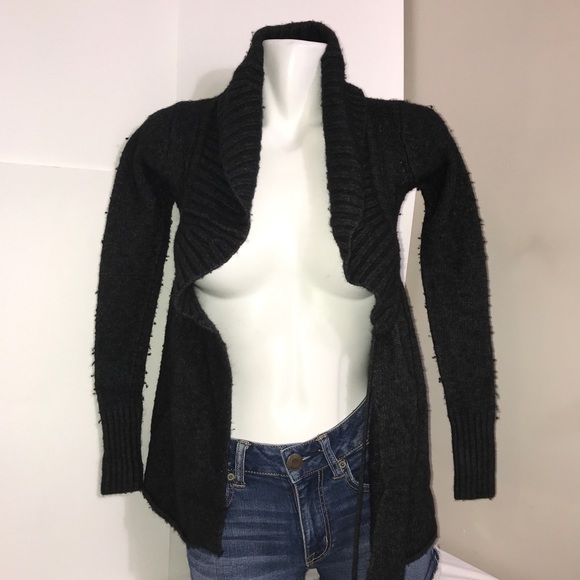 KOKOMO GreyBlack Cashmere Angora Wrap KnitCardigan - Picture 5 of 13